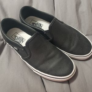 Vans. Black Leather.  Women's 9.5